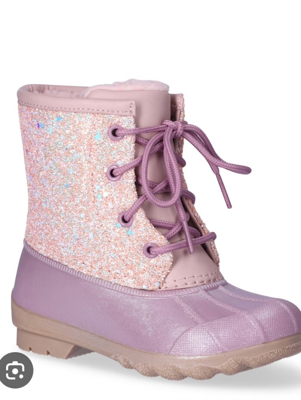 Wonder Nation Girls Glitter Winter Duck Boots Dusty Pink Size 8 New